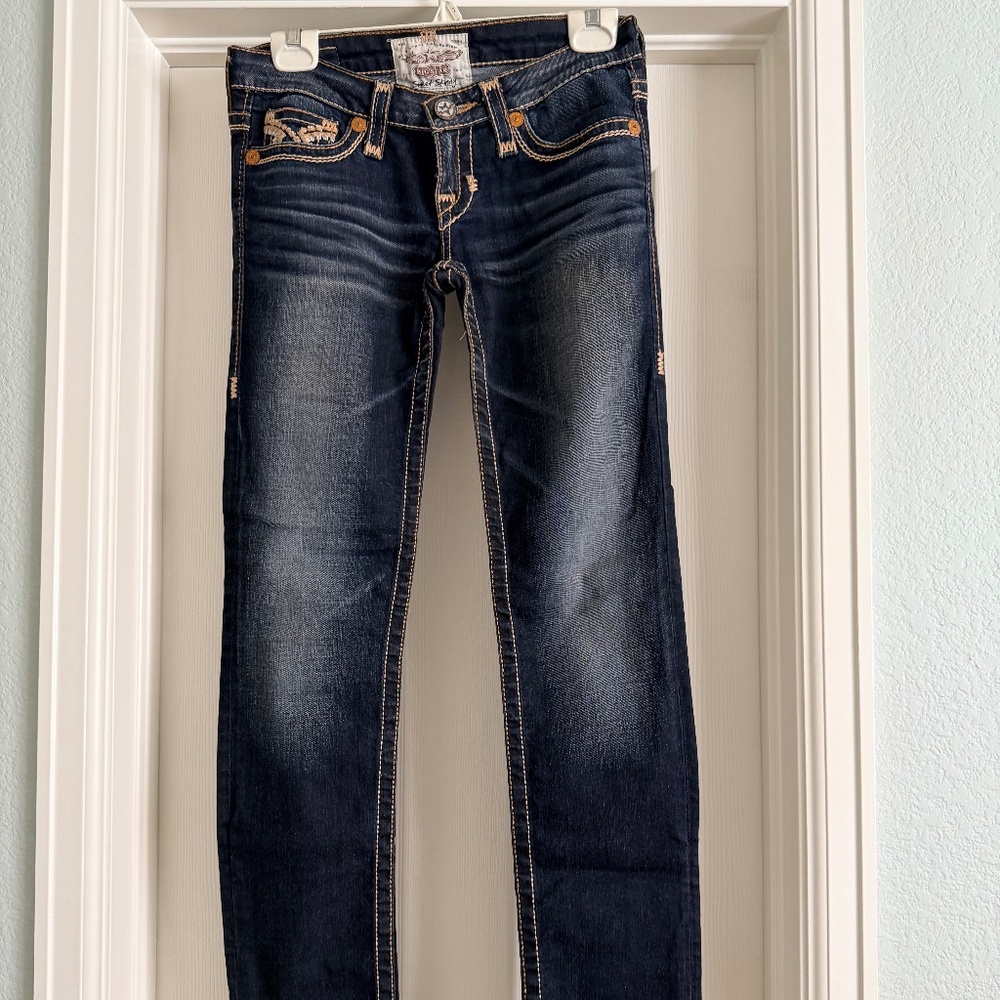 Big Star Sweet Skinny VTG ultra low jeans 25L Dark Wash heavy stitching